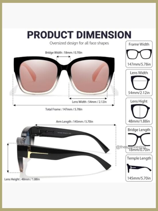 Polarized Fit Over Sunglasses Oversized Square UV Protection  display picture 3